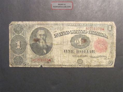 1890 1 One Dollar Large Size Stanton Treasury Note