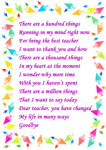 I want to use this opportunity to let you know how much i will. Inspiring Retirement Poems for Teachers from Students