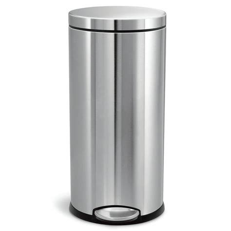 Simplehuman 30 Liter 8 Gallon Round Step Trash Can Brushed Stainless