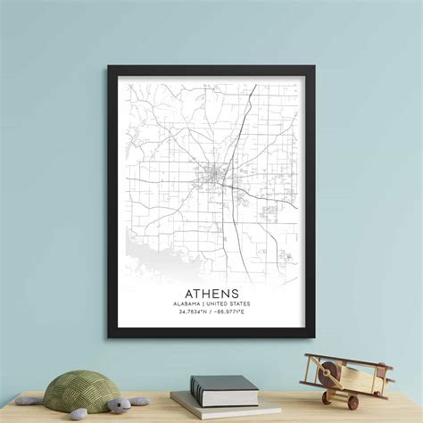 Athens Alabama Map Poster Modern Home Decor Wall Art Print Custom