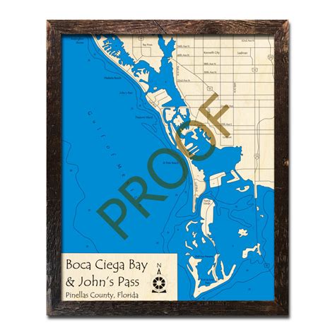 Boca Ciega Bay And Johns Pass Fl Nautical Wood Maps