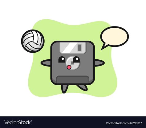 Character Cartoon Floppy Disk Is Playing Vector Image
