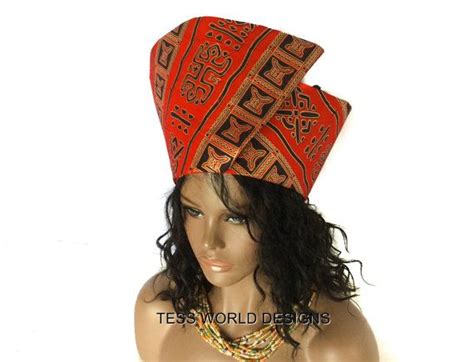 Red Golden Stool Traditional African Hat Wrap Around Hat Etsy African Hats African Headgear