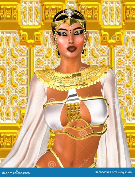 Witte Koningin Het Egyptische Digitale Beeld Van De Kunstfantasie Van Een Godin In Wit En Gouden