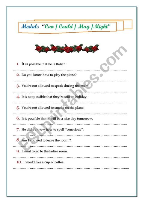 Modals Can Could May Might Esl Worksheet By Nikigia