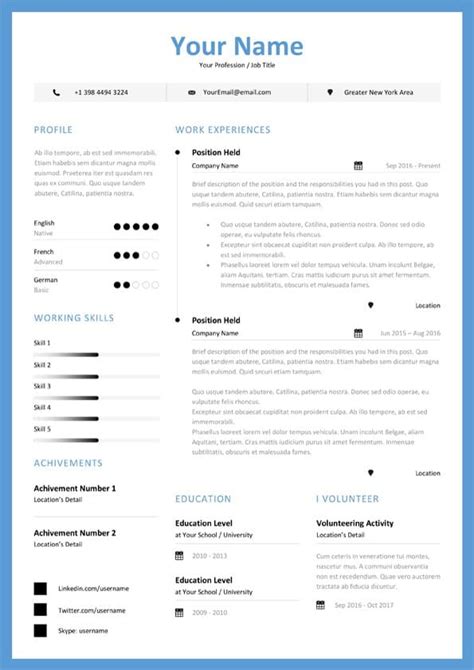 Clean Junior Resumecv Template Download For Word