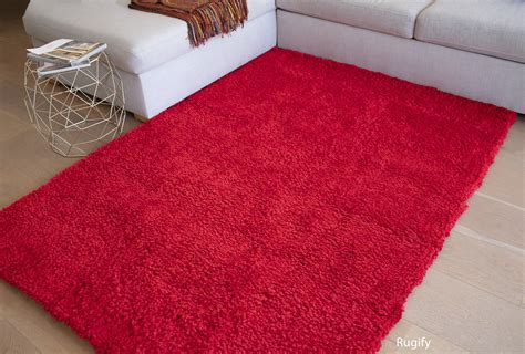 8x10 Feet Red Color Shag Shaggy Fluffy Fuzzy Furry Modern Contemporary