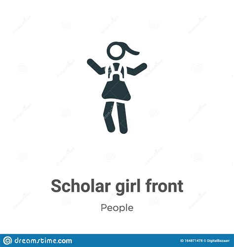 Scholar Girl Front Vector Icon On White Background. Flat Vector Scholar Girl Front Icon Symbol 