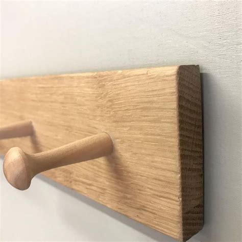 Oak Shaker Style Peg Rail Coat Rack 2 To 10 Hooks Natural Etsy Uk