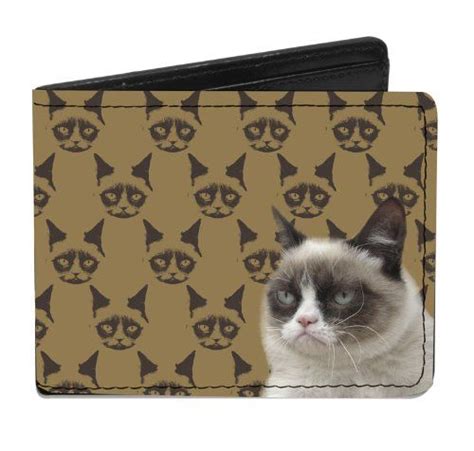 Grumpy Cat Cat Faces Repeating On Bi Fold Wallet Grumpycat Grumpy