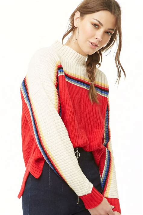 Colorblock Knit Sweater Sweaters Women Fashion Womens Clothing