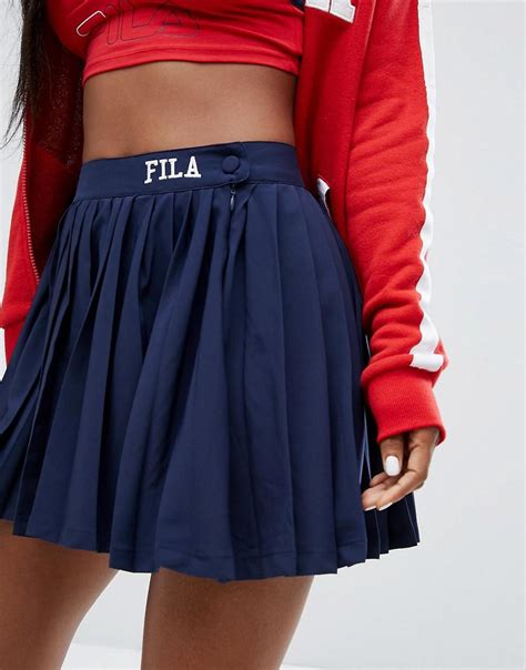 Fila Pleated Tennis Skirt In Luxe Fabric In Blue Lyst