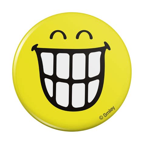 Smiley Big Toothy Smile Happy Yellow Face Pinback Button Pin