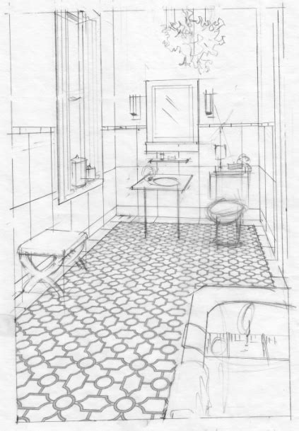 Rough Bathroom Sketch In 2019 Interior Design Sketches