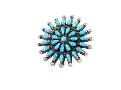 Lot Navajo Turquoise Sterling Silver Brooch