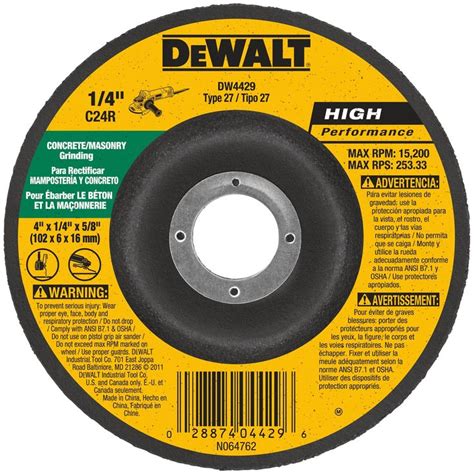 Dewalt High Performance 4 In D X 58 In Masonry Grinding Wheel
