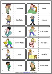 English vocabulary resources elementary and intermediate level: Health Problems ESL Vocabulary Worksheets