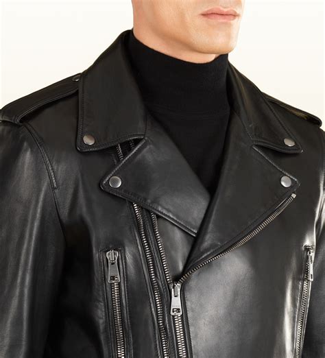Gucci Leather Biker Jacket In Black For Men Lyst