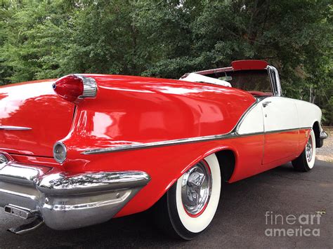 Vintage American Car Red And White 1955 Oldsmobile Convertible Classic Car Photograph By Kathy