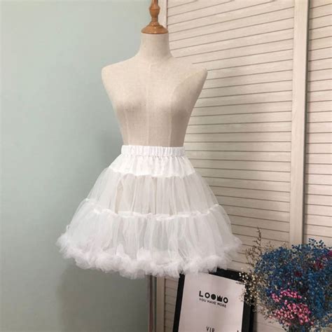 Women Girls Ruffled Short Petticoat Solid White Color Fluffy Bubble