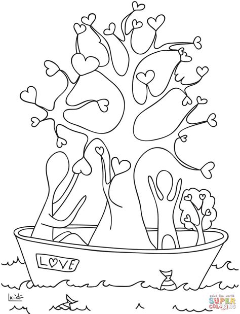 A Tree with Hearts coloring page | Free Printable Coloring Pages