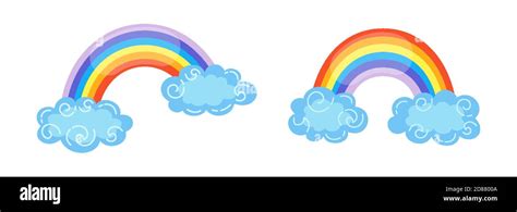 arco iris con nubes de dibujos animados de estilo resumen colores de arco iris plano símbolo