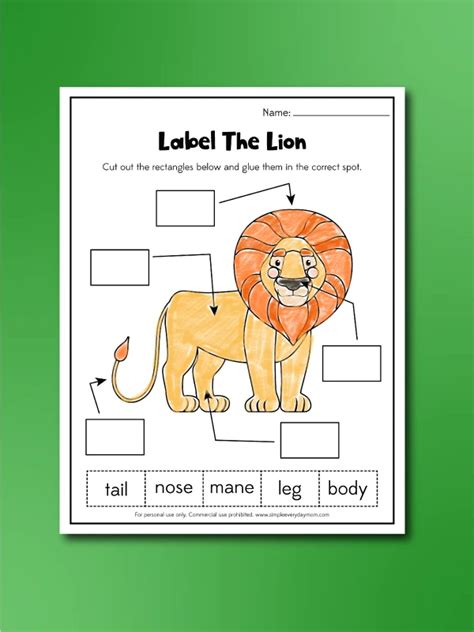Lion Worksheets For Kids Free Printable