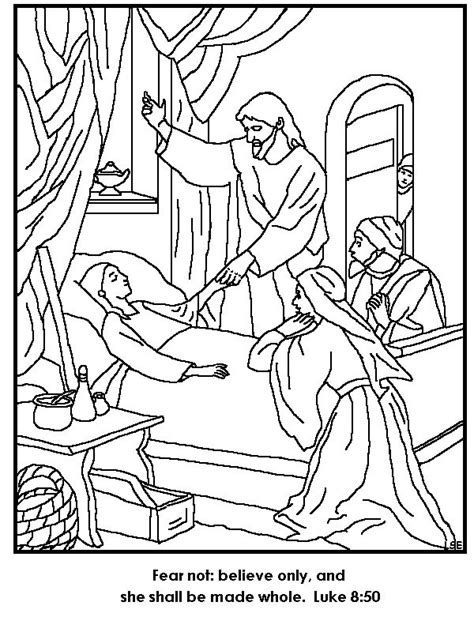 Jesus Restores Jairus Daughter To Life Coloring Page With Images