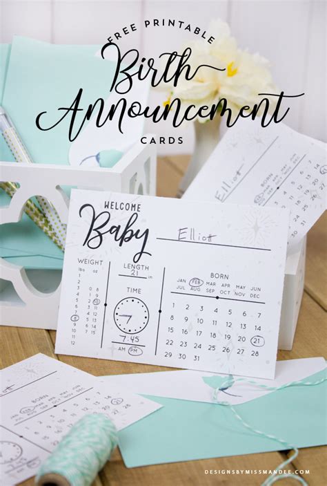 Create custom birth announcement cards with tiny prints. Birth Announcement Cards | Designs By Miss Mandee