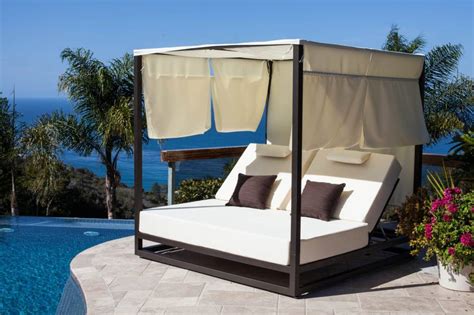 Cue the outdoor dog beds, problem solved. Riviera Modern Outdoor Leisure Daybed with Canopy