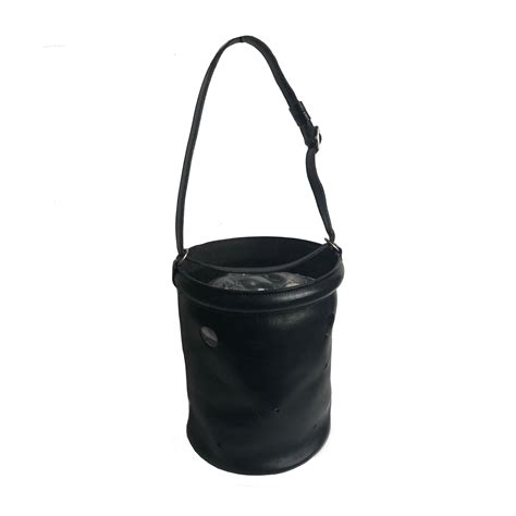 Vintage Hermes Bucket Feed Bag Seau Mangeoire Pm Black Box Leather