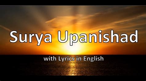 Surya Upanishad Veda Chanting Lyrics In English Youtube