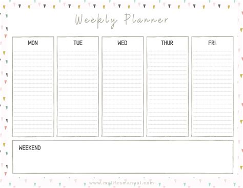 Weekly Planner Free Printables Mylifesmanual