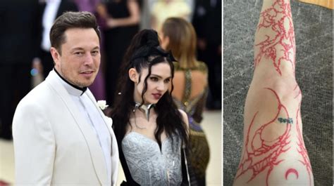 Elon Musks Ex Girlfriend Grimes Shows Off Tattoo And Its Very Veiny