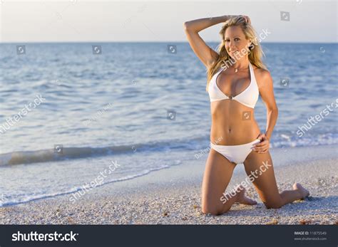 Beautiful Bikini Clad Blond On Beach Stock Photo Shutterstock