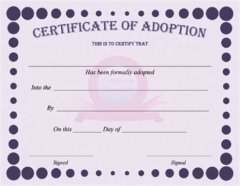 Free Pet Adoption Certificate Template Word Printable Templates