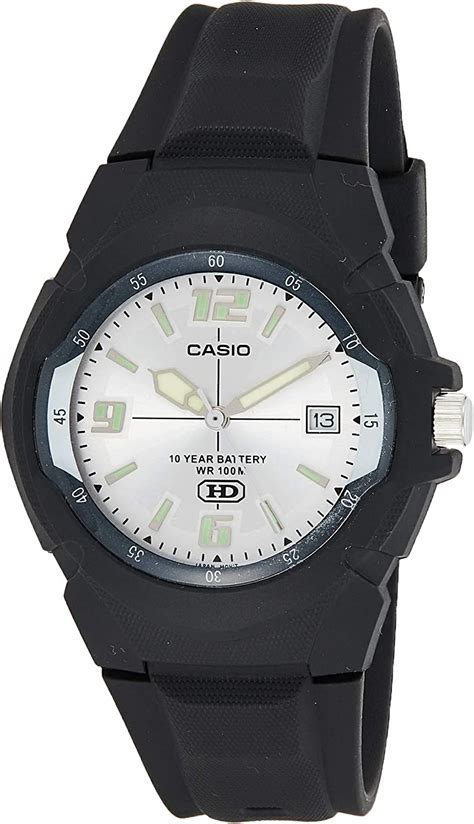 casio men s mw600f 7av black resin quartz watch with silver dial clothing shoes