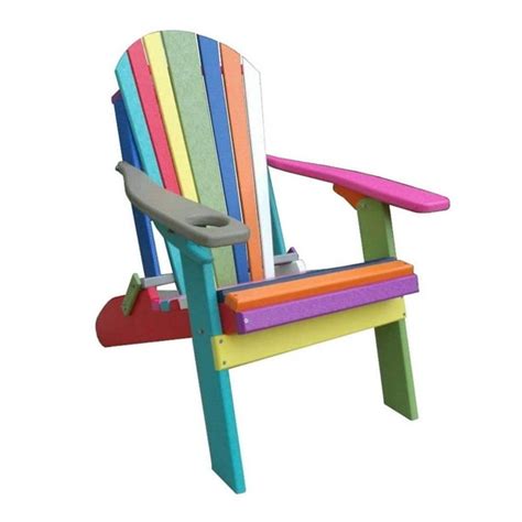 Confetti Colored Folding Poly Fanback Adirondack Chair 1 Cup Holder