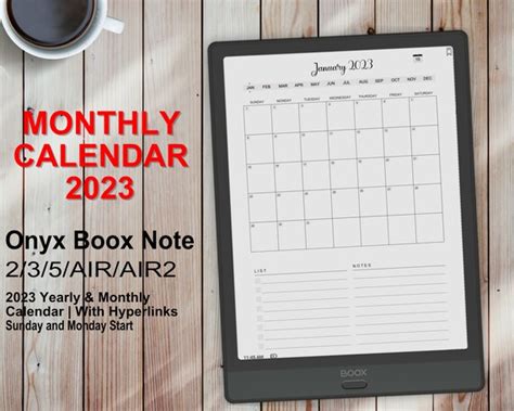 Boox Note Templates 2023 Yearly And Monthly Calendar Etsy Australia