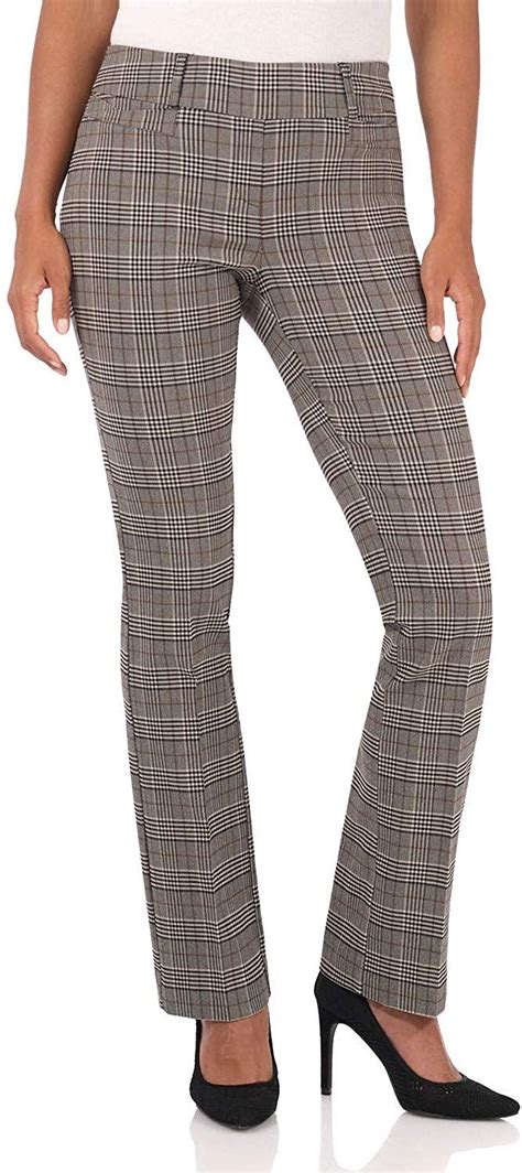 Rekucci Womens Ease Into Comfort Fit Barely Bootcut Stretch Pants Plaid Pants Women Stretch