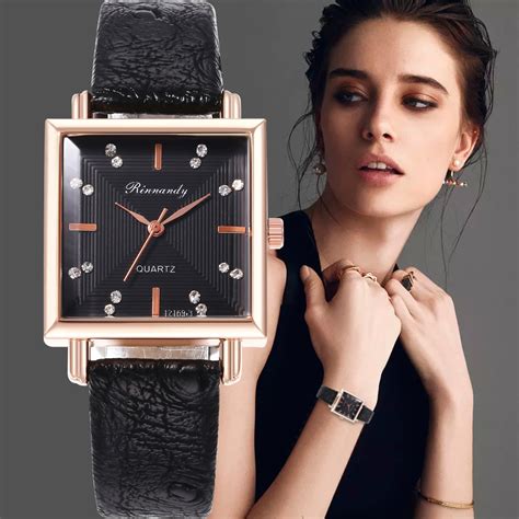 Leather Strap Wrist Watches For Women Fashion Square Small Dial