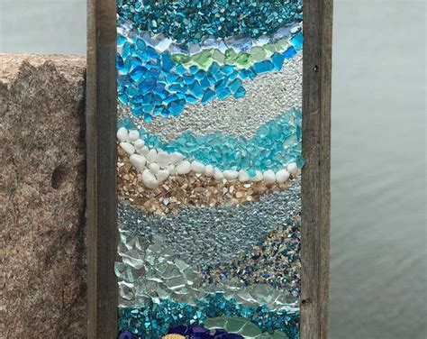 21 X 11 Mosaic Coastal Window Mixed Media Sea Glass Mosaic Glass Art Sea Glass Mosaic
