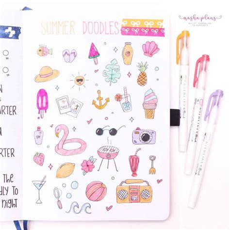 15 Simple And Fun Summer Bullet Journal Doodles Masha Plans