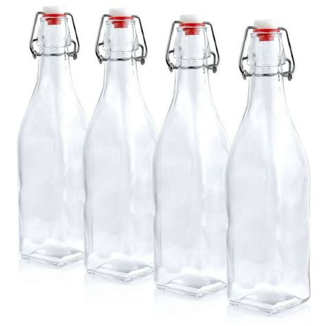 Estilo Swing Top Easy Cap Glass Beer Bottles Square 16 Oz Set Of 4