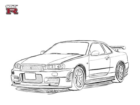 Картинки по запросу Nissan Skyline Gtr R34 Drawing Nissan Skyline