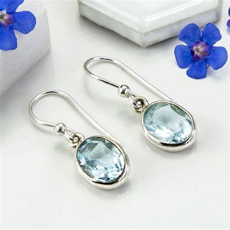 Sterling Silver Blue Topaz Oval Earrings By Martha Jackson Sterling