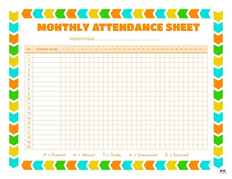 Editable Attendance Sheets For Teachers