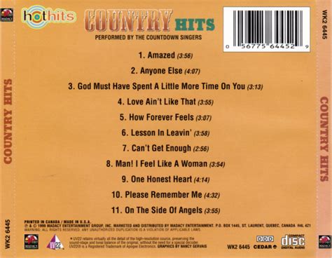 country hits [disc 2] by the countdown singers cd 1999 madacy for sale online ebay