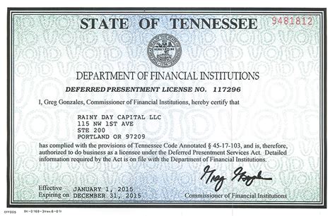 License For The State Of Tennessee Rainy Day