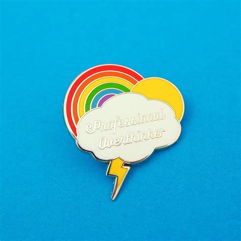 professional overthinker rainbow enamel pin hard enamel pin etsy